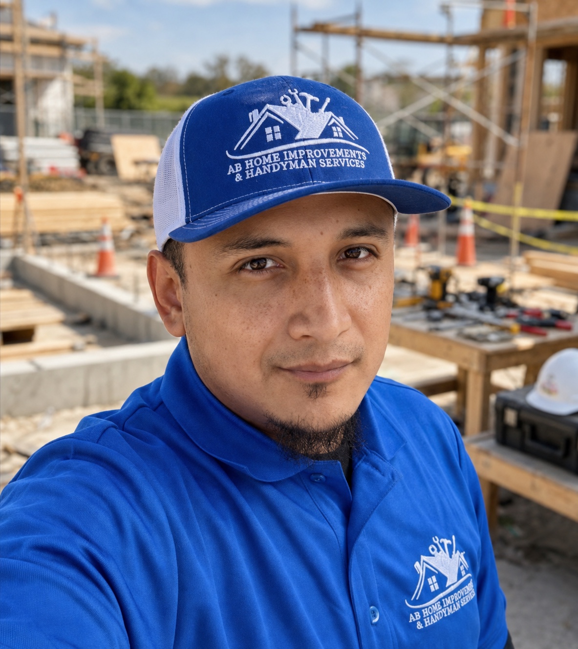 AB Home Improvements team member wearing the company uniform at a jobsite